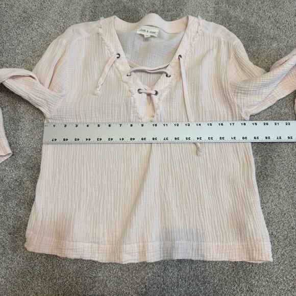 Anthropologie Cloth & Stone medium gauze lattice lace front tie top TLS1 2739 - Picture 3 of 11